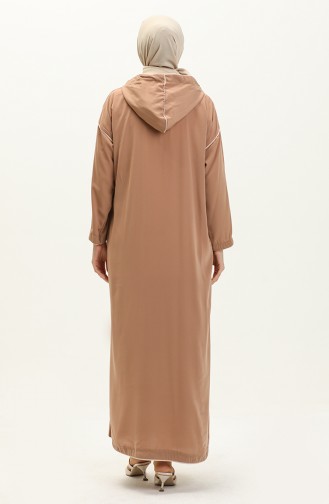 Zippered Abaya 24y9015-03 Coffee Milk 24Y9015-03