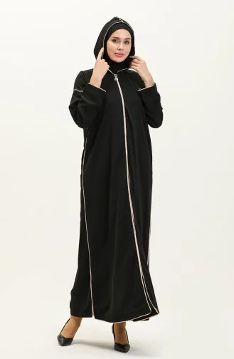عباية بسحاب وشريط 24Y9015-04 أسود 24Y9015-04