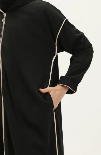 عباية بسحاب وشريط 24Y9015-04 أسود 24Y9015-04