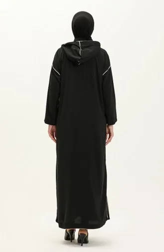عباية بسحاب وشريط 24Y9015-04 أسود 24Y9015-04