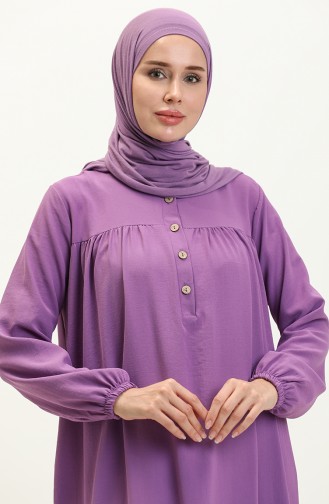 Buttoned Yoke Dress 1001-04 Lilac 1001-04