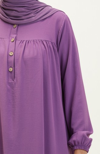 Düğmeli Robalı Elbise 1001-04 Lila