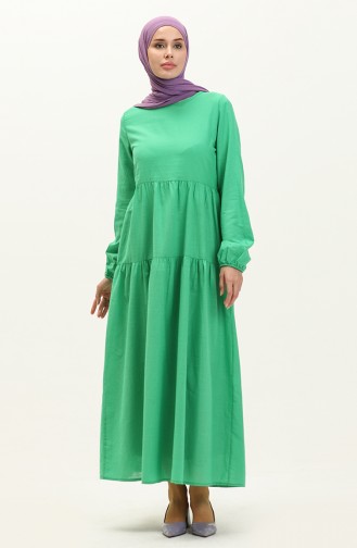 Büzgülü Elbise 1887-01 Yeşil