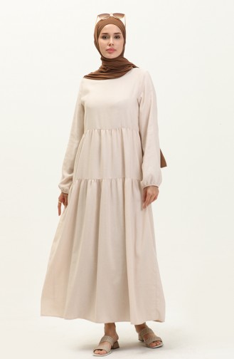 Gerafftes Kleid 1887A-01 Creme 1887A-01