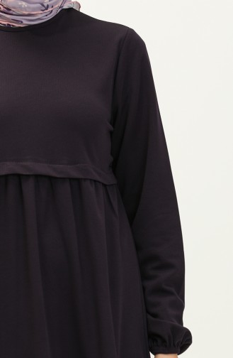 Elastic Sleeve Plain Dress 8888-02 Purple 8888-02