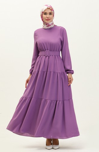 Belted Ruffled Dress 2002-02 Lilac 2002-02