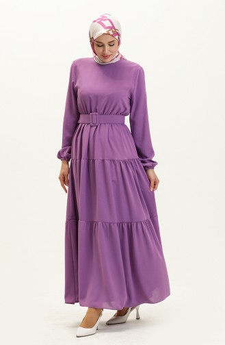 Belted Ruffled Dress 2002-02 Lilac 2002-02