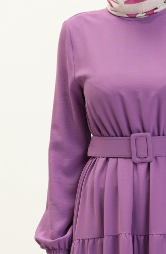 Belted Ruffled Dress 2002-02 Lilac 2002-02