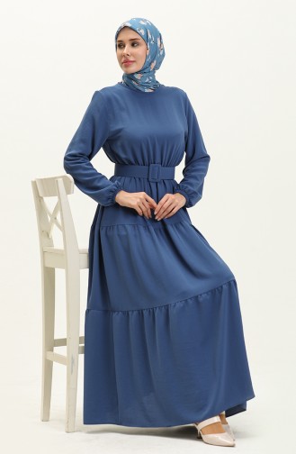 Gerafftes Kleid mit Gürtel 2002-03 Indigo 2002-03