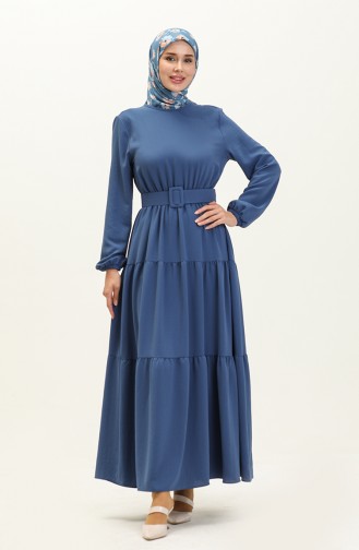 Gerafftes Kleid mit Gürtel 2002-03 Indigo 2002-03
