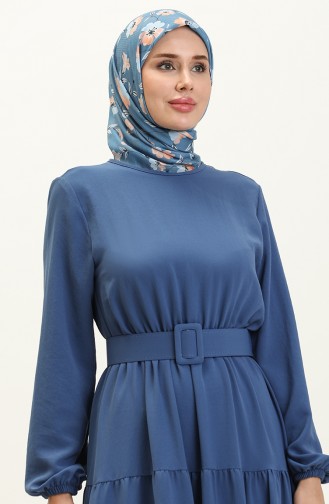 Gerafftes Kleid mit Gürtel 2002-03 Indigo 2002-03