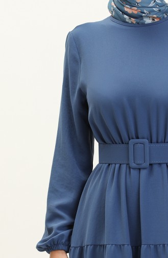 Gerafftes Kleid mit Gürtel 2002-03 Indigo 2002-03
