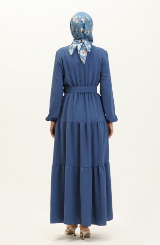 Gerafftes Kleid mit Gürtel 2002-03 Indigo 2002-03