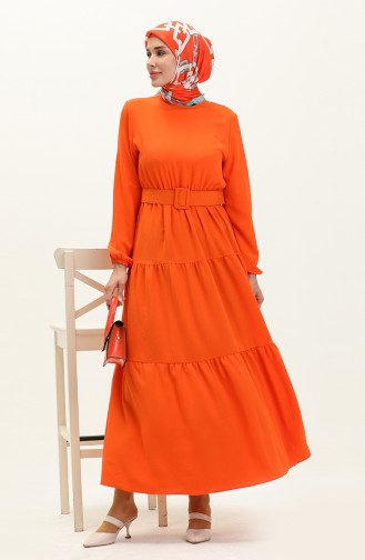 Gerafftes Kleid mit Gürtel 2002-05 Orange 2002-05
