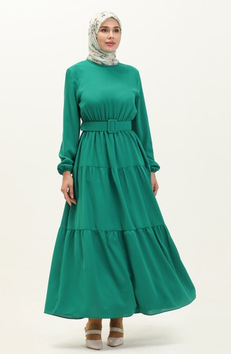 Robe Plissée à Ceinture 2002-07 Vert 2002-07