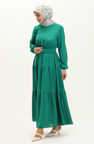 Robe Plissée à Ceinture 2002-07 Vert 2002-07