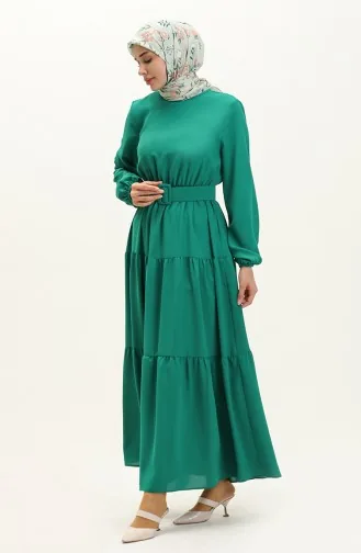 Gerafftes Kleid mit Gürtel 2002-07 Grün 2002-07