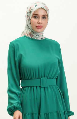 Robe Plissée à Ceinture 2002-07 Vert 2002-07