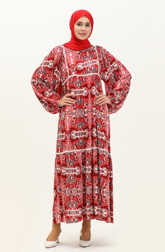 Viscose Patterned Dress 24Y8993-02 Red 24Y8993-02