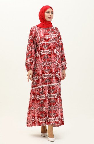 Robe à Motifs en Viscose 24Y8993-02 Rouge 24Y8993-02