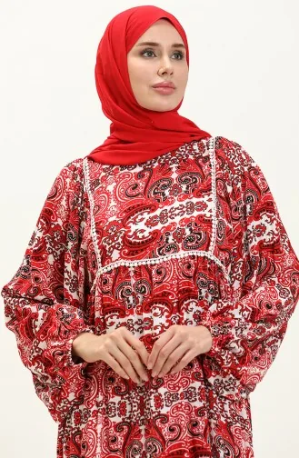Gemustertes Kleid aus Viskose 24Y8993-02 Rot 24Y8993-02