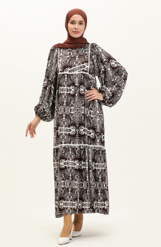 Viscose Patterned Dress 24Y8993-03 Dark Brown 24Y8993-03