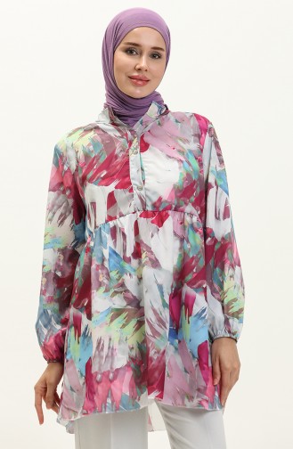 Digital Print Tunic 0502-01 Fuchsia 0502-01