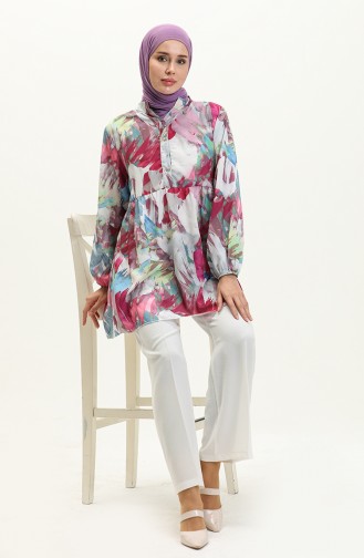 Digital Print Tunic 0502-01 Fuchsia 0502-01