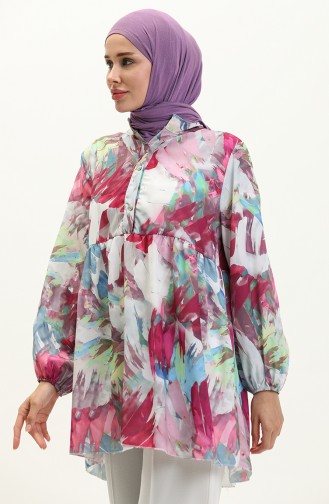 Digital Print Tunic 0502-01 Fuchsia 0502-01