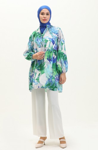 Digital Print Tunic 0502-02 Blue 0502-02