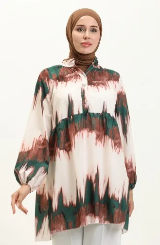 تونيك بطبعة ديجيتال 0502A-03 أخضر زمردي 0502-03