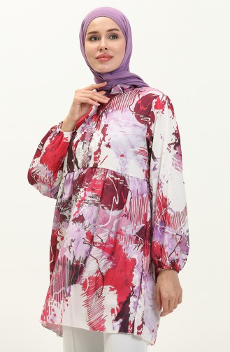 Digital Print Tunic 0502B-02 Plum 0502B-02