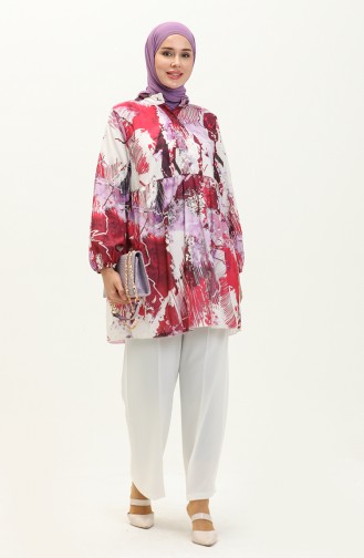 Digital Print Tunic 0502B-02 Plum 0502B-02