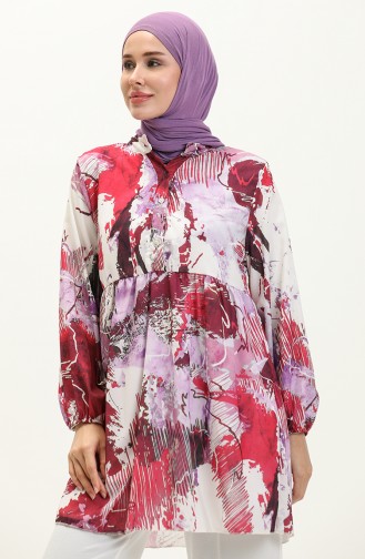 Digital Print Tunic 0502B-02 Plum 0502B-02