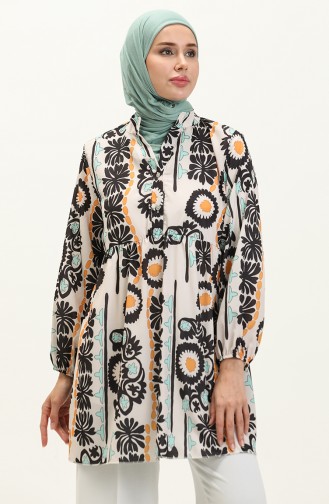 Digital Print Tunic 0502C-01 Black Mustard 0502C-01