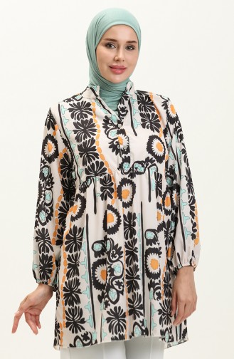 Digital Print Tunic 0502C-01 Black Mustard 0502C-01