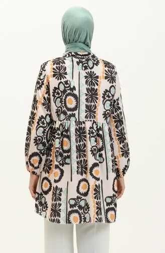 تونيك بطبعة ديجيتال 0502C-01 خردلي أسود  0502C-01