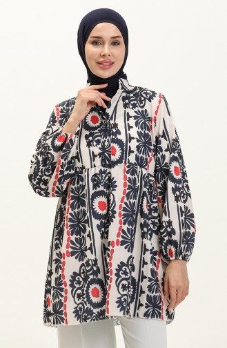 Digital Printed Tunic 0502C-03 Dark Blue Red 0502C-03