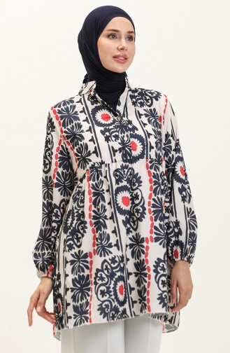 Digital Printed Tunic 0502C-03 Dark Blue Red 0502C-03