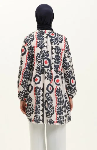 Digital Printed Tunic 0502C-03 Dark Blue Red 0502C-03