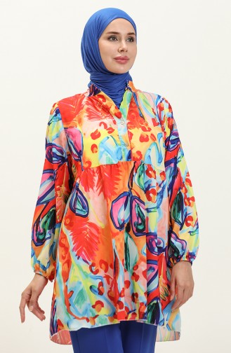 Digital Print Tunic 0502D-02 Pomegranate Flower 0502D-02