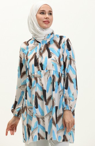 Digital Print Tunic 0502E-03 Turquoise 0502E-03