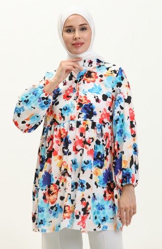 Digital Print Tunic 0502F-01 Blue Black 0502F-01