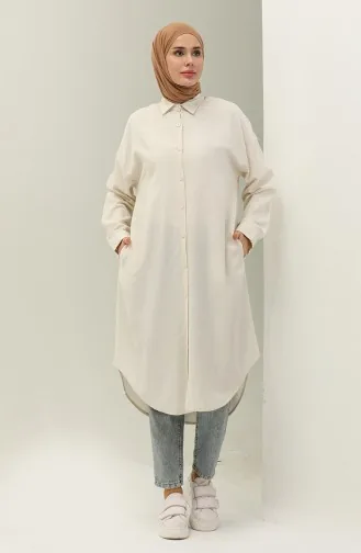 Tunique en Lin Boutonnée 24Y9042-03 Beige 24Y9042-03