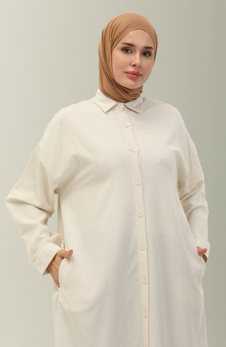 Buttoned Linen Tunic 24Y9042-03 Beige 24Y9042-03