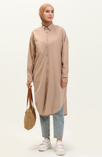 Buttoned Linen Tunic 24y9042-06 Mink 24Y9042-06