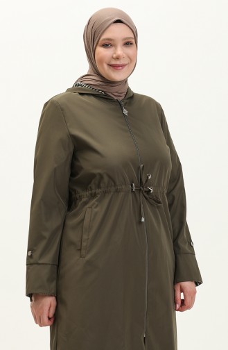 Trench Long Hijab Femme Grande Taille Trench Zippé 8644 Kaki 8644.Haki