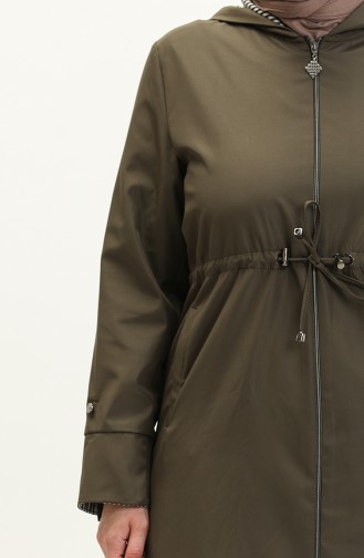 Langer Hijab-Trenchcoat Für Damen Großer Trenchcoat Mit Reißverschluss 8644 Khaki 8644.Haki