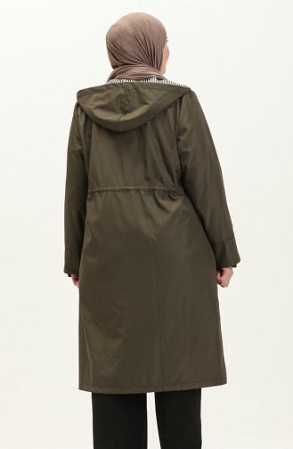 Trench Long Hijab Femme Grande Taille Trench Zippé 8644 Kaki 8644.Haki