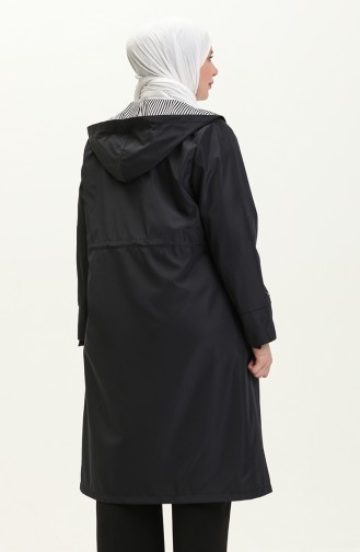 معطف طويل للحجاب للنساء مقاس كبير وسحاب 8644 باللون الأزرق الداكن 8644.Lacivert